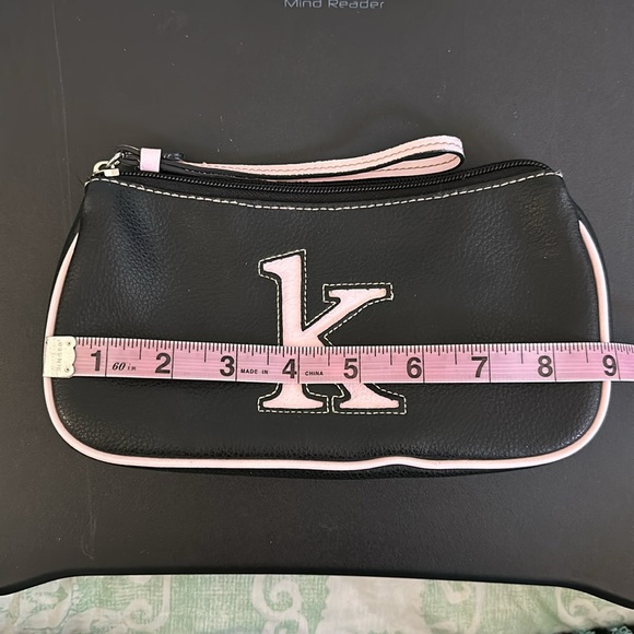 “K” initial black & pink wristlet, makeup, toiletry, cosmetic bag - Picture 3 of 8